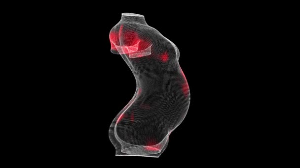 黒の背景に妊娠中のモノクロームの体積体を介してウイルスの広がり 体内のウイルスの視覚的なデモンストレーション チュートリアルビデオ 科学医学の概念 Fps 3Dアニメーション — ストック動画