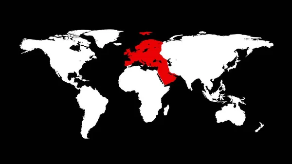 Mappa Del Mondo Con Europa Rossa Mappa Del Mondo Sfondo — Foto Stock