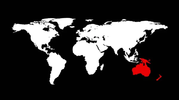 Mappa Del Mondo Con Australia Rossa Mappa Del Mondo Intero — Foto Stock
