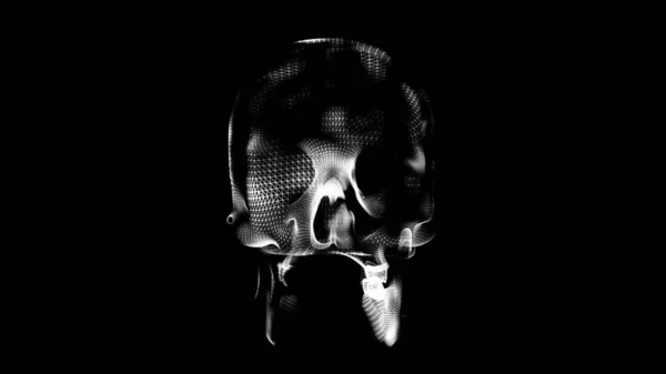 Cráneo Humano Con Destellos Blancos Sobre Fondo Negro Escaneo Craneal — Foto de Stock