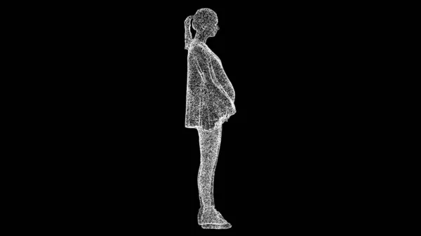 Těhotná Žena Černém Objektem Rozpuštěné Bílé Blikající Částice Obchodní Reklamní — Stock fotografie
