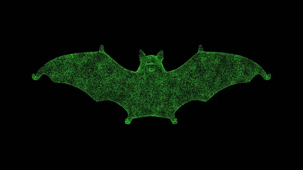 박쥐검은 물체는 녹색의 깜빡이는 입자들을 시켰습니다 광고의 배경이 과학적 타이틀 — 스톡 사진