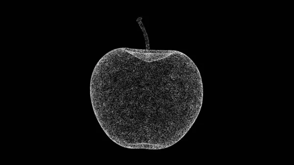 3D苹果的黑色Bg 物体溶解了闪烁的白色粒子 有机食品概念 3D动画 — 图库照片