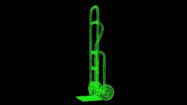 Hand Truck Black Background Object Made Shimmering Particles Carrying Loads — Stock Photo, Image