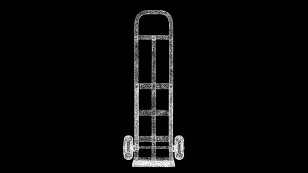 Hand Truck Black Background Object Made Shimmering Particles Carrying Loads — Stock Photo, Image