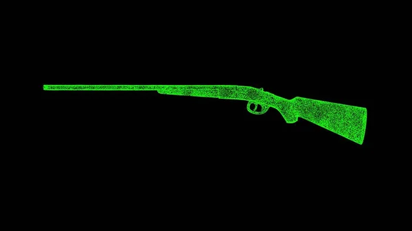 Boyutlu Tüfeği Siyah Arka Planda Çift Namlulu Tüfek Parlayan Parçacıklardan — Stok fotoğraf