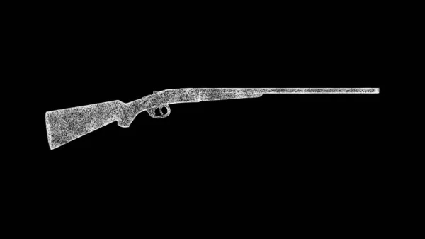 黒の背景に3D狩猟散弾銃や二重銃身ライフル 光る粒子でできた物体 ハンター兵器の概念 タイトル テキスト プレゼンテーションのために 3Dアニメーション — ストック写真