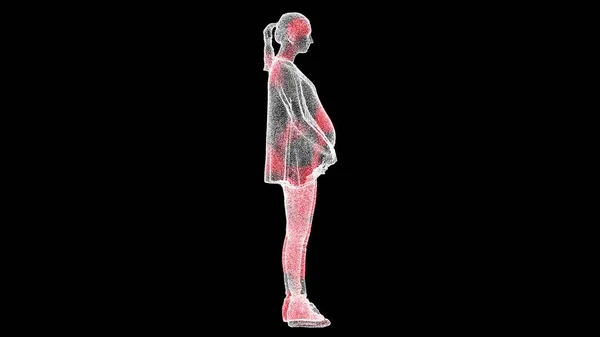 Virüsün Yayılımı Siyah Arkaplandaki Tek Renkli Hamile Kişinin Hacimli Vücuduna — Stok fotoğraf