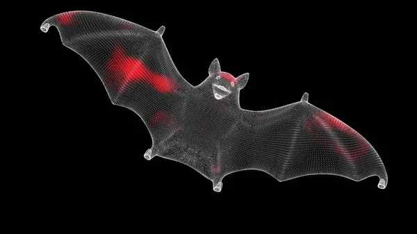 Diffusione Del Virus Attraverso Pipistrello Volumetrico Monocromatico Sfondo Nero Dimostrazione — Foto Stock