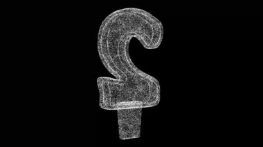 Siyah arkaplanda 3 boyutlu 2 haneli rakamlar dönüyor. Parlayan parçacıklardan yapılmış bir nesne. Sayısal Yıldönümü Tatili konsepti. Başlık, metin, sunum için. 3D animasyon 60 FPS