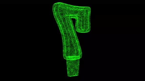 3D番号7桁は黒の背景で回転します 光る粒子でできた物体 デジタル記念日のコンセプト タイトル テキスト プレゼンテーションのために 3Dアニメーション60 Fps — ストック動画
