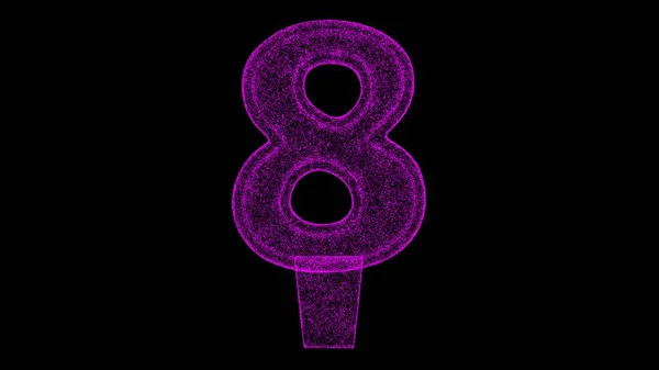 Number Digit Black Background Object Made Shimmering Particles Digit Anniversary — Stock Photo, Image