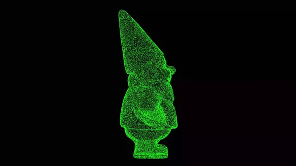 Gnome Svart Bakgrund Objekt Skimrande Partiklar Fantastiskt Koncept För Titel — Stockfoto