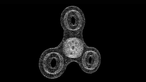Spiner Rotiert Auf Schwarzem Hintergrund Objekt Aus Schimmernden Teilchen Game — Stockvideo