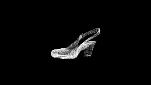 Жіноче Взуття Обертається Чорному Єкт Розчинив Білі Мерехтливі Частинки Fps — стокове відео