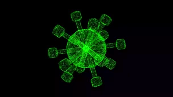 3Dウイルスは黒い背景で回転します 顕微鏡のウイルスは閉じます 医学的概念 タイトル テキスト プレゼンテーションのために 3Dアニメーション60 Fps — ストック動画