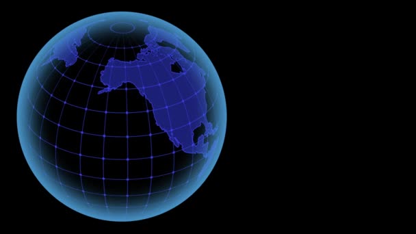 青い背景に光沢のある地球を回転させます ノードと線の接続で回転する地球 グローバルコミュニケーションの概念 未来と技術の概念 Fpsの3Dアニメーション — ストック動画