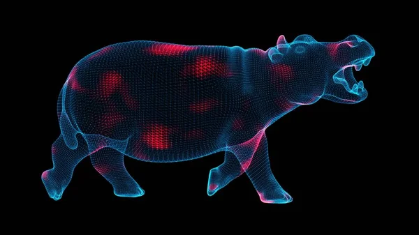 病毒在黑色背景上通过体积较大的动物传播 病毒在体内的可视化展示 医学概念 3D动画 — 图库照片