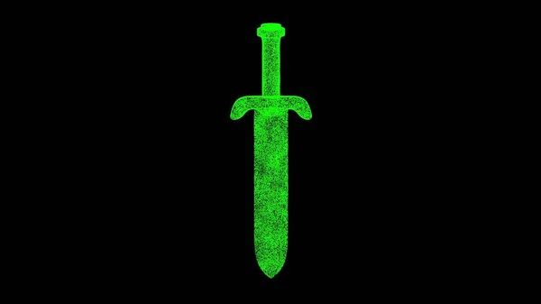 Siyah Arka Planda Boyutlu Kılıç Parlayan Parçacıklardan Yapılmış Bir Nesne — Stok fotoğraf