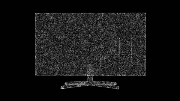 Bildschirm Des Fernsehers Auf Schwarzem Hintergrund Objekt Aus Schimmernden Teilchen — Stockfoto