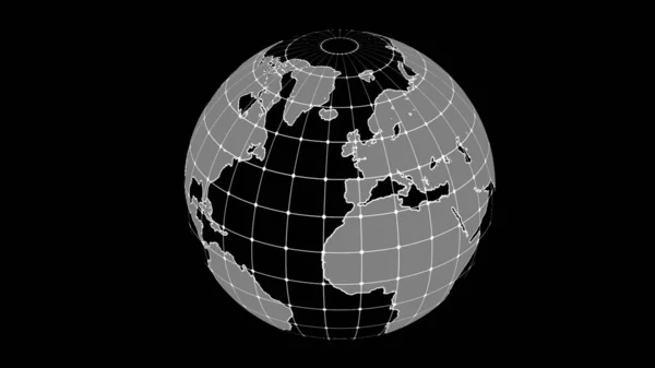 Forgó Fényes Gömb Föld Csomópont Vonal Kapcsolattal Globális Kommunikációs Koncepció — Stock Fotó
