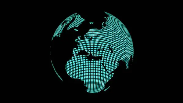 Forgó Fényes Gömb Föld Csomópont Vonal Kapcsolattal Globális Kommunikációs Koncepció — Stock Fotó