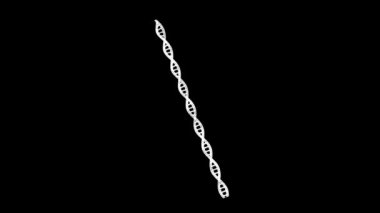 Üç boyutlu DNA siyah bg üzerinde döner. Nesne titreşen parçacıkları eritti. Bilimsel tıbbi konsept. Başlık, metin, sunum için. 3D animasyon 60 FPS