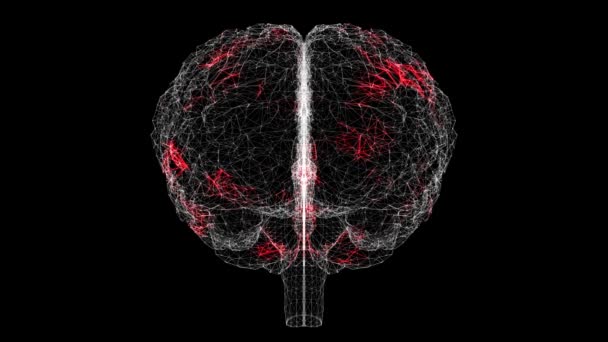 Verbreitung Des Virus Durch Das Menschliche Gehirn Auf Schwarzem Hintergrund — Stockvideo