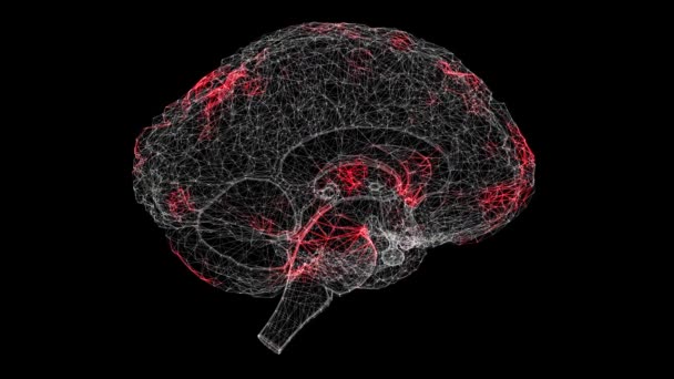 Сканирование Мозга Интерфейс Сканирования Мозга Анализ Мозга Hud Концепция Медицинской — стоковое видео