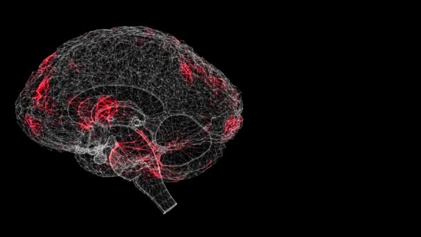 Rozprzestrzenianie Się Wirusa Przez Ludzki Mózg Czarnym Tle Wizualna Demonstracja — Wideo stockowe
