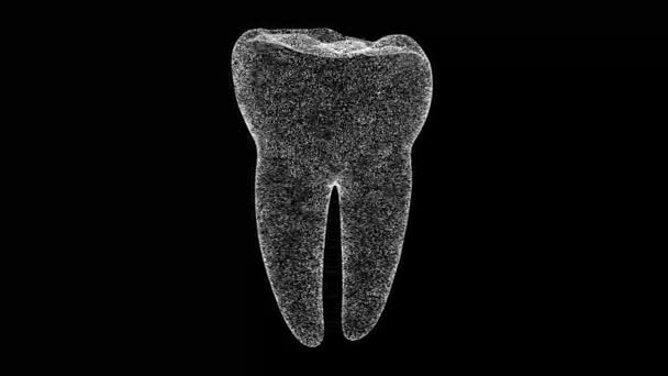 Zub Otáčí Černém Objektem Rozpuštěné Mihotavé Částice Vědecký Lékařský Koncept — Stock video