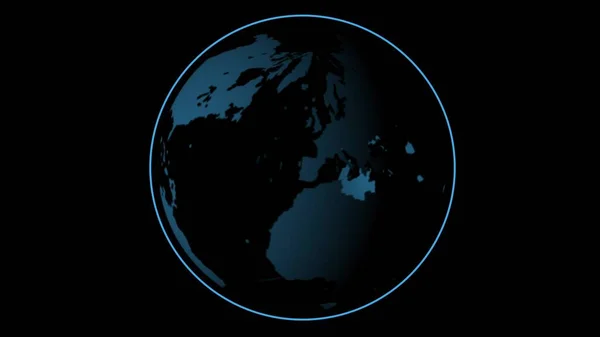 Rotating earth on black background. Abstract 3d globe planet Earth rotating 360. 3D animation