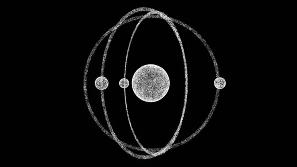 Модель Атома Ядром Електронами Чорному Єкт Розчиняє Мерехтливі Частинки Наукова — стокове фото