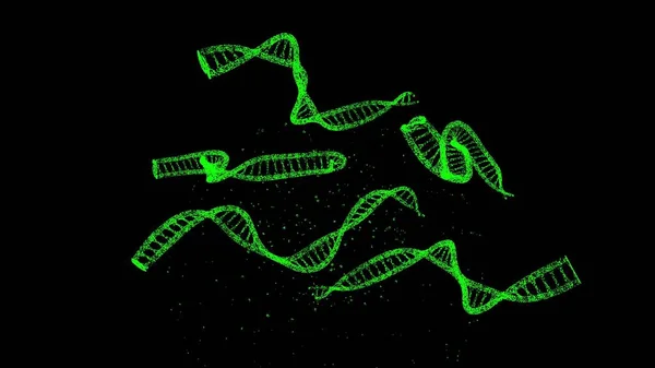 Dna Black Object Dissolved Flickering Particles Scientific Medical Concept Title — Stock Photo, Image