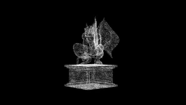 Gargoyle Monster Hologram Draadframe Beweging Mooie Rendering — Stockvideo
