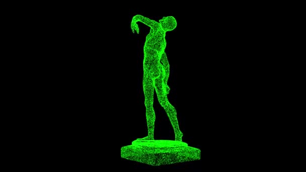 3D解剖図は黒の背景で回転します 光る粒子でできた物体 人間の解剖学的概念 筋肉の解剖システム タイトル テキスト プレゼンテーションのために 3Dアニメーション60 Fps — ストック動画