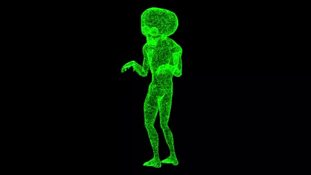 3D外星人在黑色Bg上旋转 可怕的外星人站在那里看着 Ufo未来主义概念 神秘的外星人类 外星生命的概念 3D动画60 Fps — 图库视频影像