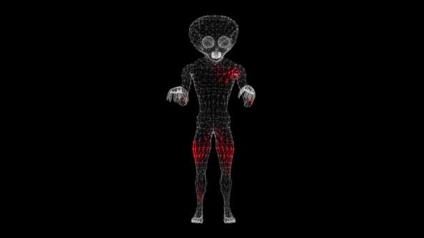 3D异形扫描 Ufo未来主义概念 外星人扫描界面 Hud Scull分析 神秘的外星人类 外星生命的概念 3D动画60 Fps — 图库视频影像