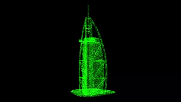 Burj Arab Rotates Black Dubai Skyline Architectural Tourist Concept Most — Stock Video