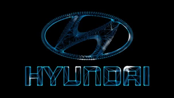 Hyundai Motor Company Logo Czarnym Bloku Południowokoreański Samochód Kontekst Przemysłu — Wideo stockowe