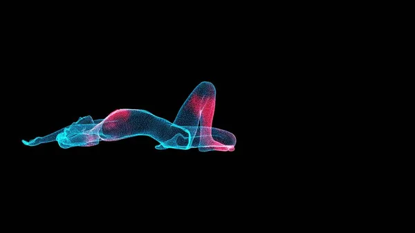 Boyutlu Çıplak Kız Yoga Pozisyonunda Bir Kadın Vücudunda Zevkin Yayılması — Stok fotoğraf