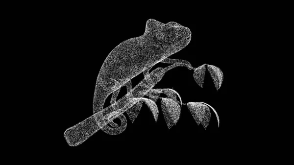 Siyah Arka Planda Boyutlu Bukalemun Parlayan Parçacıklardan Yapılmış Bir Nesne — Stok fotoğraf