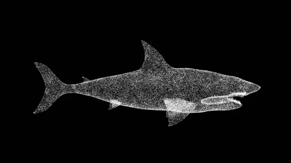 Tubarão Sobre Fundo Preto Objeto Feito Partículas Cintilantes Conceito Animais — Fotografia de Stock