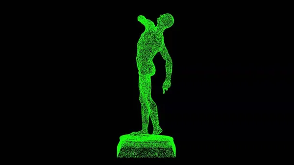 3D解剖图形黑色背景 用闪光的粒子制成的物体 人体解剖学概念 肌肉解剖系统 3D动画 — 图库照片