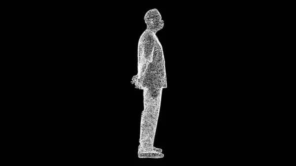黒い袋の外科医の3D図 手で外科医の後ろに折り畳まれた 医者は手術の前に考えている 科学医学の概念 タイトル テキスト プレゼンテーションのために 3Dアニメーション — ストック写真