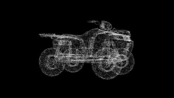3D四方自行车在黑色的Bg上旋转 竞技体育的概念 越野四轮驱动摩托车四轮驱动摩托车旅行和冒险标题 3D动画60 Fps — 图库视频影像