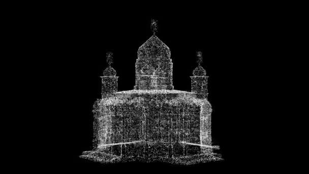 Kościół Obraca Się Czarnym Bloku Koncepcja Architektoniczna Religijna Tytuł Tekst — Wideo stockowe