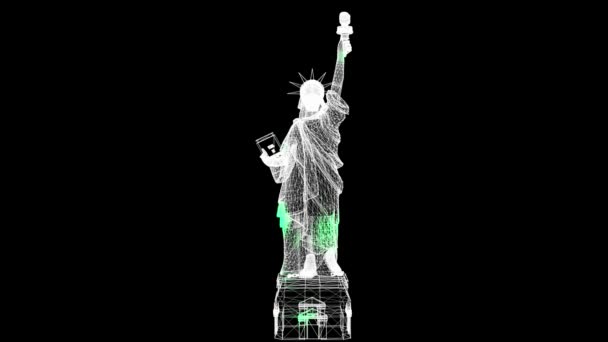 Statue Liberty Scan Black Architectural Tourist Concept Title Text Presentation — Stock Video