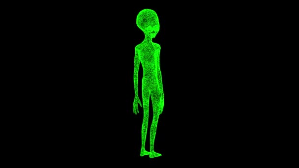 Green Man Gira Negro Forma Vida Extraterrestre Extraterrestre Concepto Ovni — Vídeos de Stock