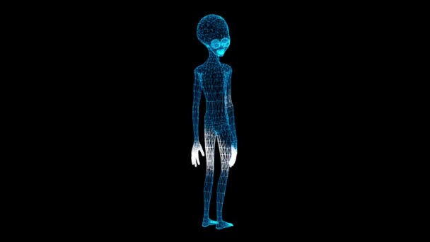 Alien Tourne Sur Noir Green Man Scan Concept Futuriste Ovni — Video